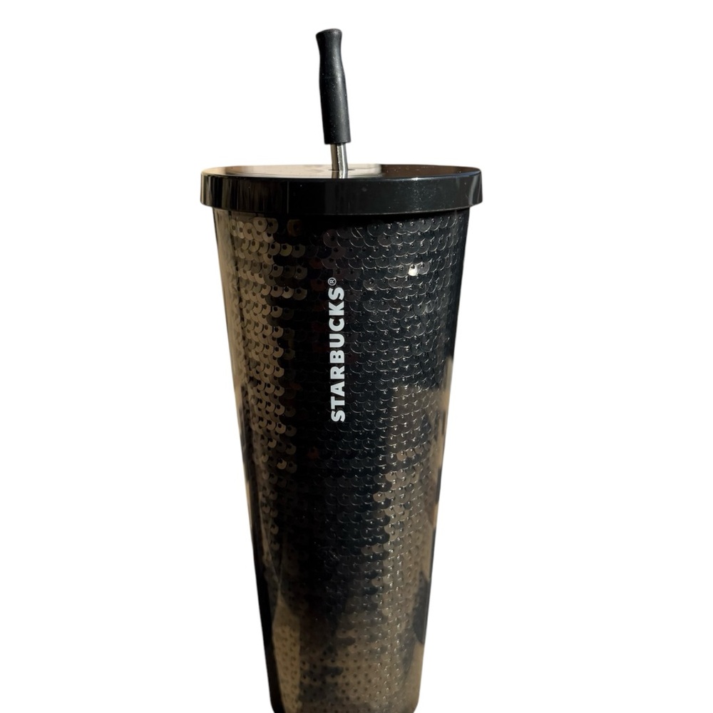 Starbucks Bling & sparkles silver & black sequins tumbler cold cup 24 oz - Picture 4 of 14